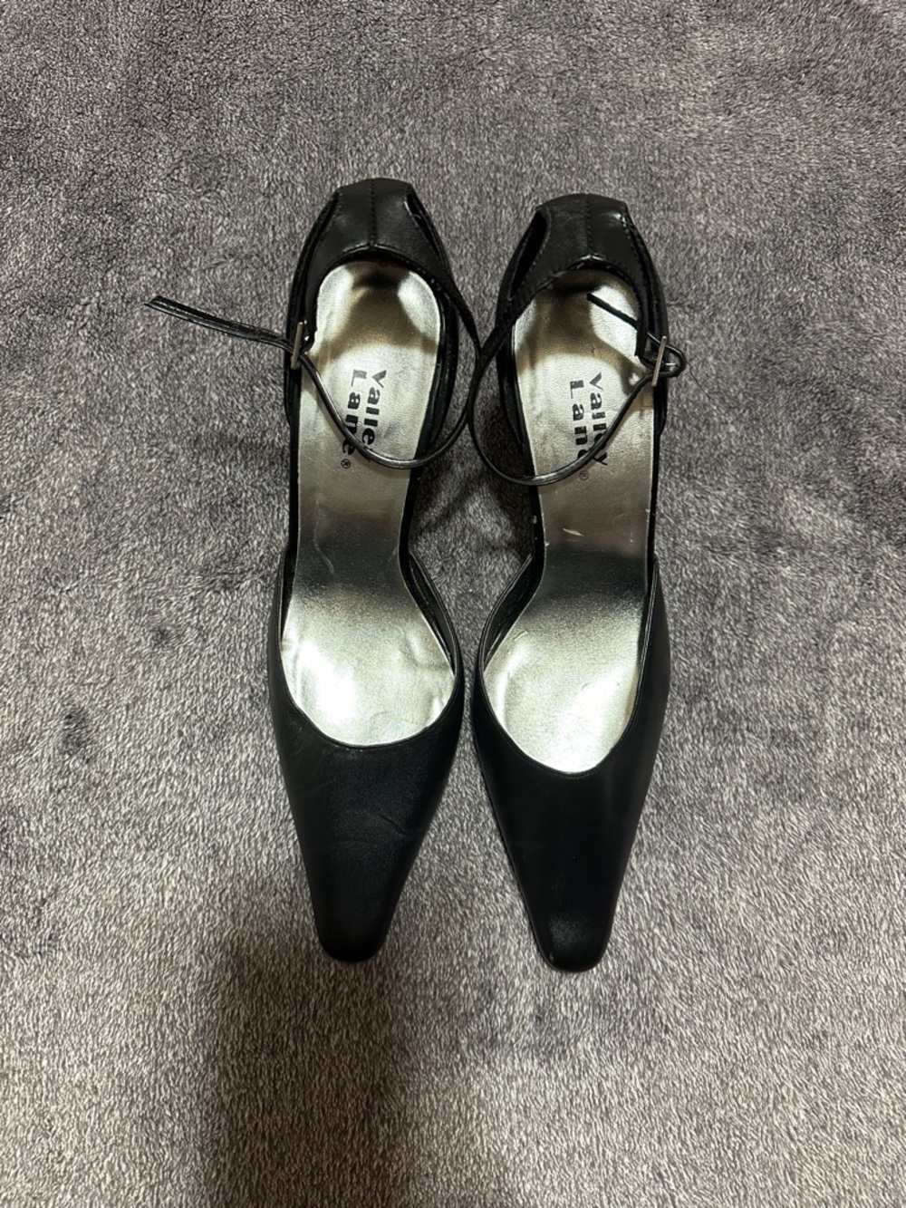 Valley Lane Black Pointed Toe Ankle-Strap Heels